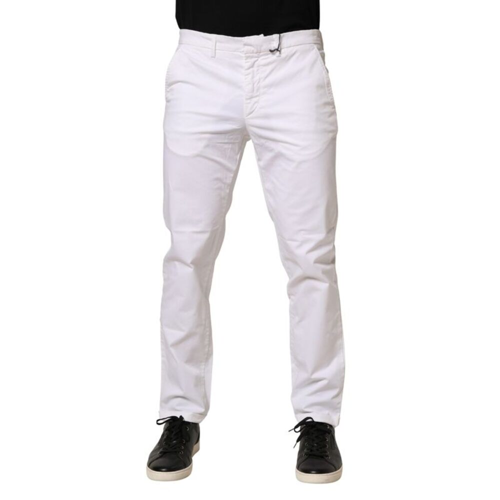 Kaos White Mid Waist Cotton Stretch Casual Men Trouser Men's Pants